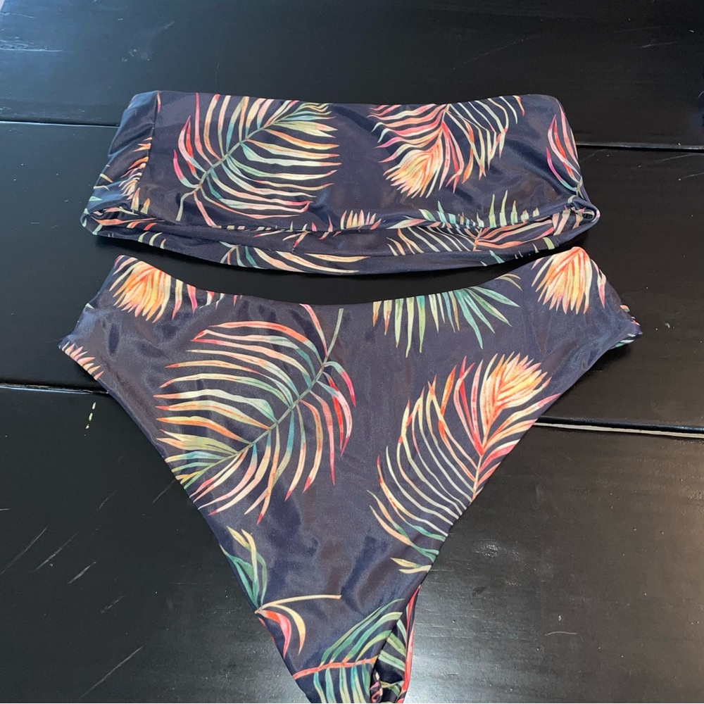 SHEIN tropical bandeau bikini swimsuit